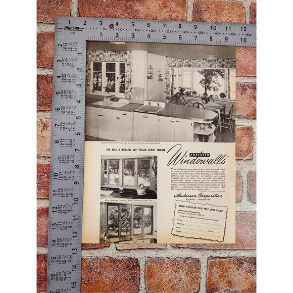 1950 Andersen Windowalls MCM Kitchen Windows Vtg Print Ad Grayscale‎ - Picture 4 of 6
